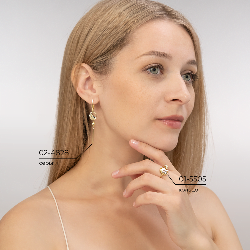 Серьги «Контрасты» из комбинированного золота с натуральным топазом white 02-4828-00-201-1121