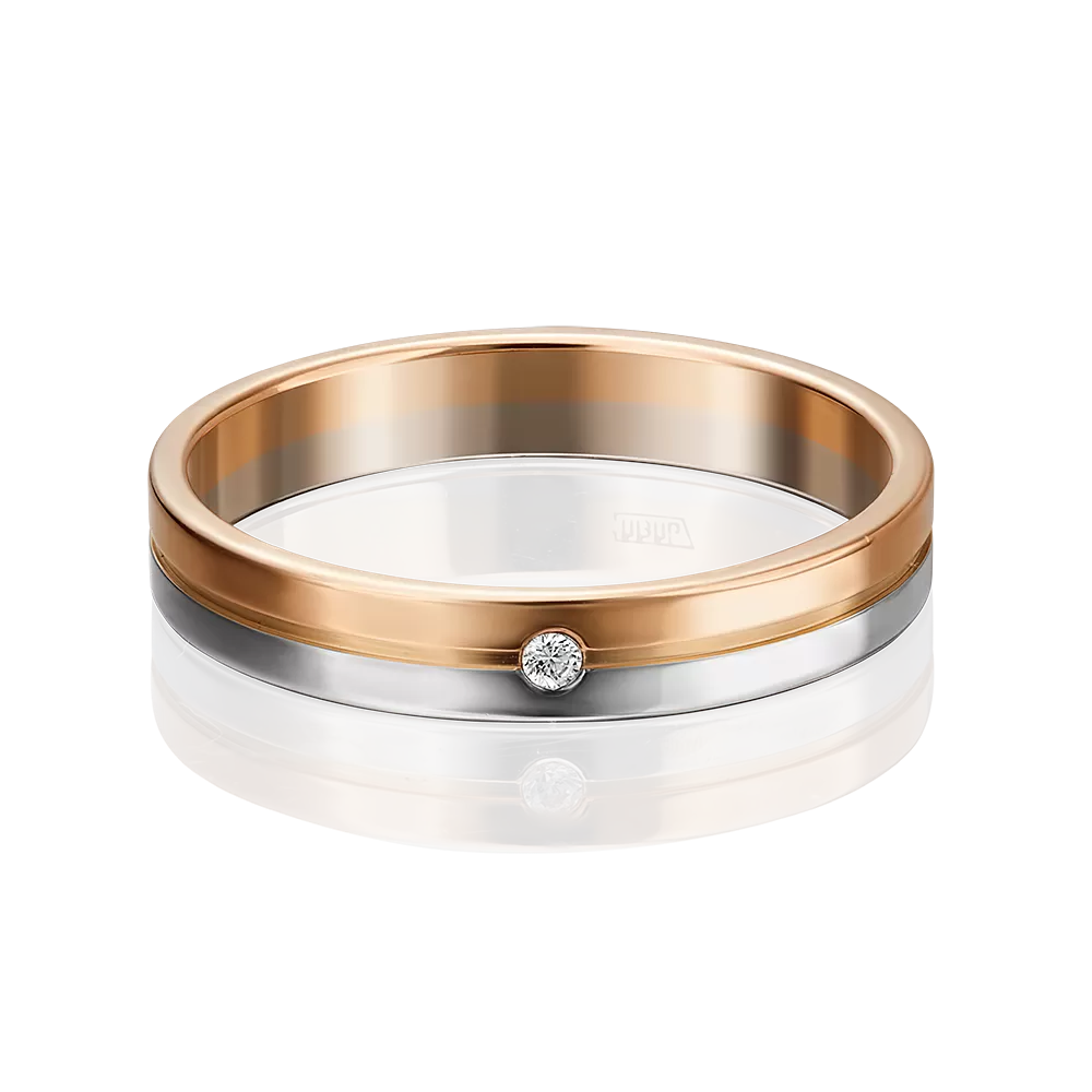 Обручальное кольцо из комбинированного золота с фианитом 01-3505-00-401-1111-21
