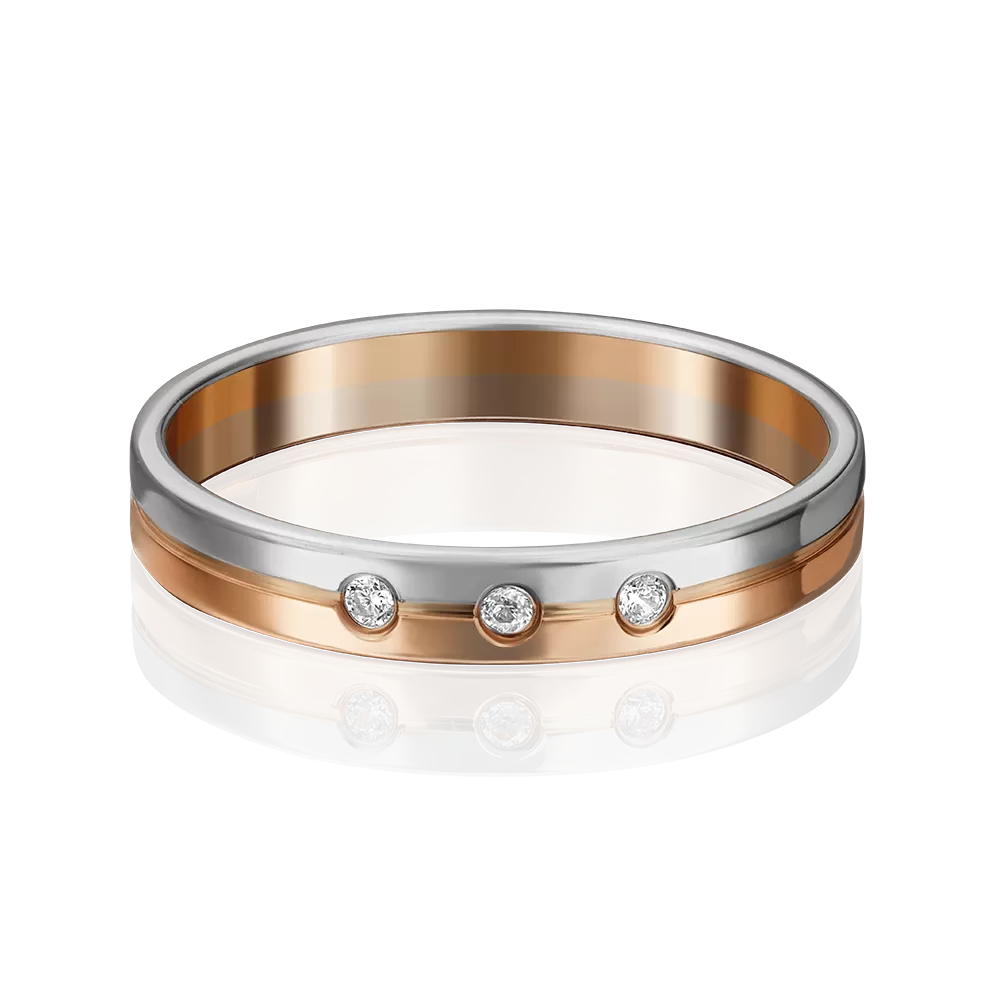 Обручальное кольцо из комбинированного золота с фианитами 01-3506-00-401-1111-21