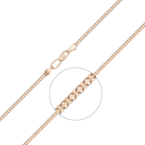 Браслет из красного золота с алмазной гранью (плетение «Бисмарк двойной якорь») 22-2003-035-1110-17