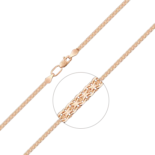 Браслет из красного золота с алмазной гранью (плетение «Бисмарк двойной якорь») 22-2003-045-1110-17