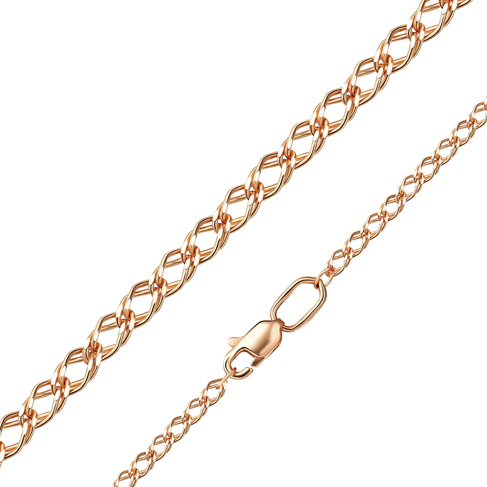 Цепь из красного золота с алмазной гранью (плетение «Двойной ромб») 21-0303-035-1110-17