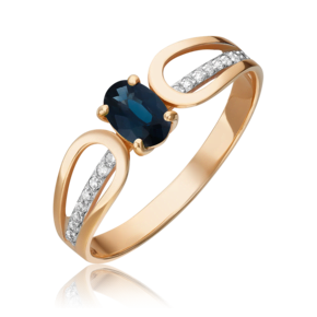 Кольцо из красного золота с сапфиром и бриллиантами 01-1461-00-105-1110-30