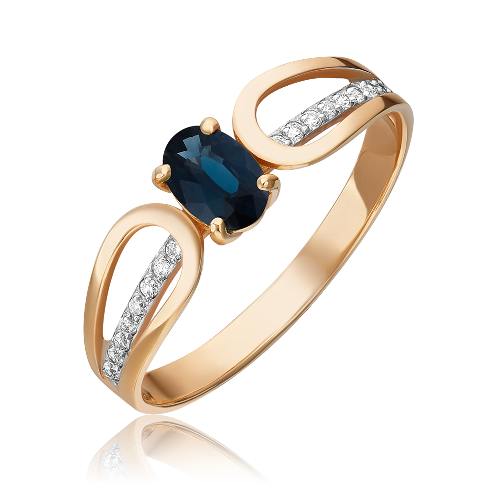 Кольцо из красного золота с сапфиром и бриллиантами 01-1461-00-105-1110-30