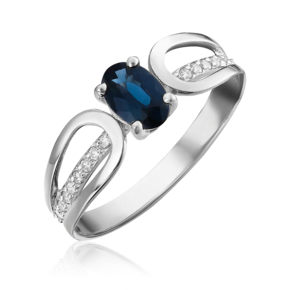 Кольцо из белого золота с сапфиром и бриллиантами 01-1462-00-105-1120-30