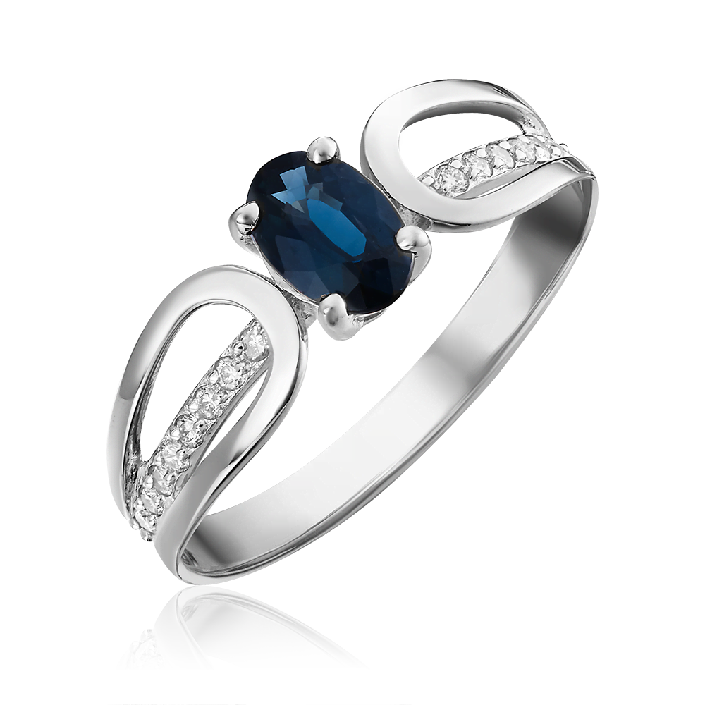 Кольцо из белого золота с сапфиром и бриллиантами 01-1462-00-105-1120-30