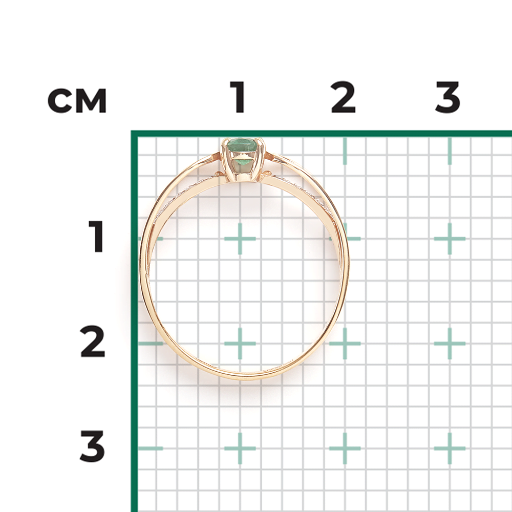Кольцо из красного золота с изумрудом и бриллиантами 01-1461-00-106-1110-30