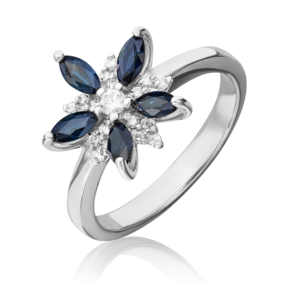 Кольцо из белого золота с сапфирами и бриллиантами 01-1464-00-105-1120-30