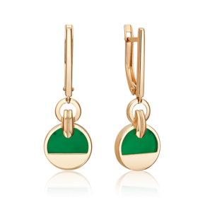 Серьги с английским замком из красного золота с агатом 02-5465-00-749-1110