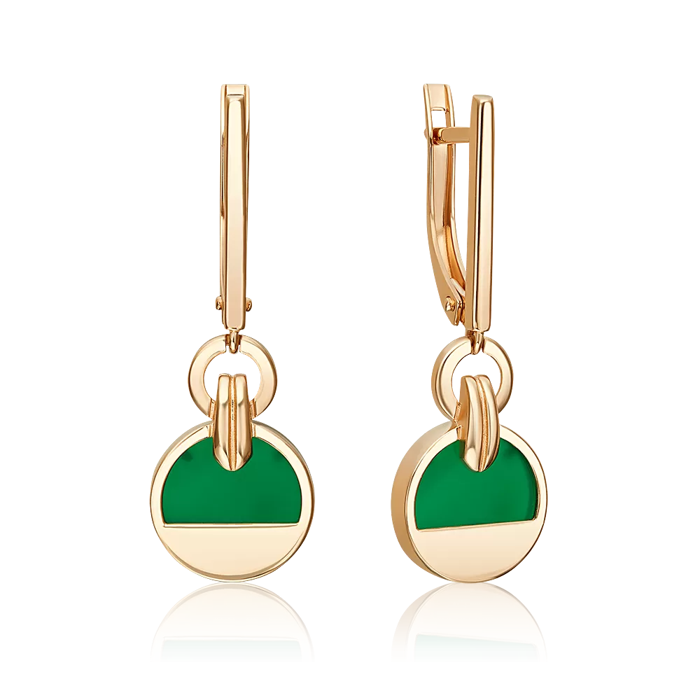 Серьги с английским замком из красного золота с агатом 02-5465-00-749-1110