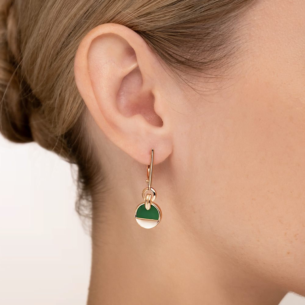 Серьги с английским замком из красного золота с агатом 02-5465-00-749-1110