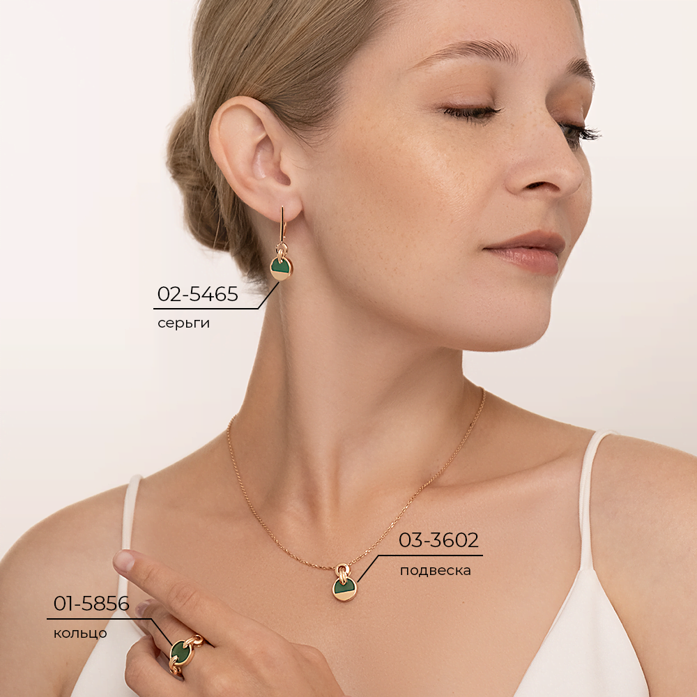 Серьги с английским замком из красного золота с агатом 02-5465-00-749-1110