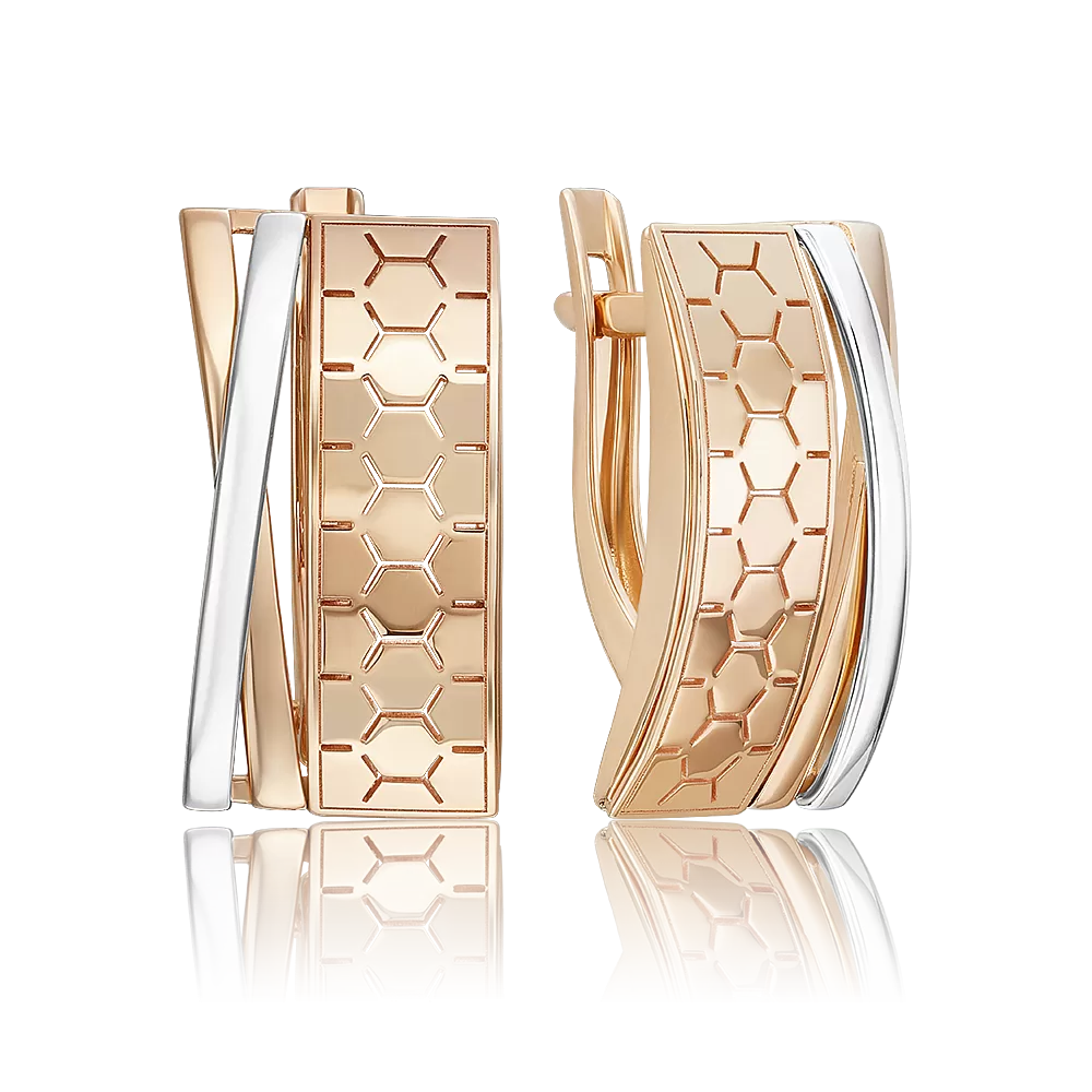 Серьги с английским замком из комбинированного золота 02-5268-00-000-1111