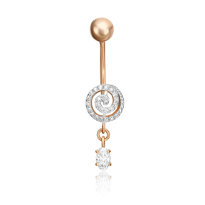 Пирсинг в пупок из красного золота с фианитами 06-2538-00-401-1110-23