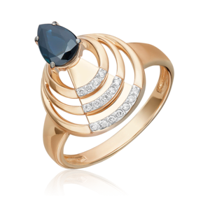 Кольцо из красного золота с сапфиром и бриллиантами 01-5720-00-105-1110
