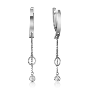 Серьги с английским замком из белого золота с фианитом 02-4363-00-401-1120-65
