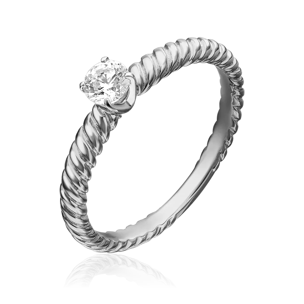 Помолвочное кольцо из белого золота с фианитом 01-5272-00-501-1120-38