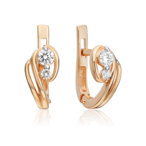 Серьги с английским замком из красного золота с бриллиантами 02-0447-00-101-1110-30