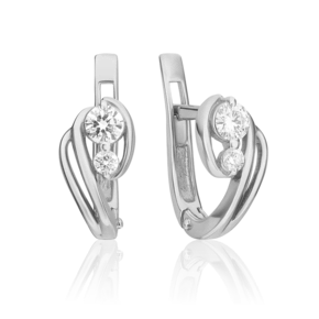 Серьги с английским замком из белого золота с бриллиантами 02-0448-00-101-1120-30