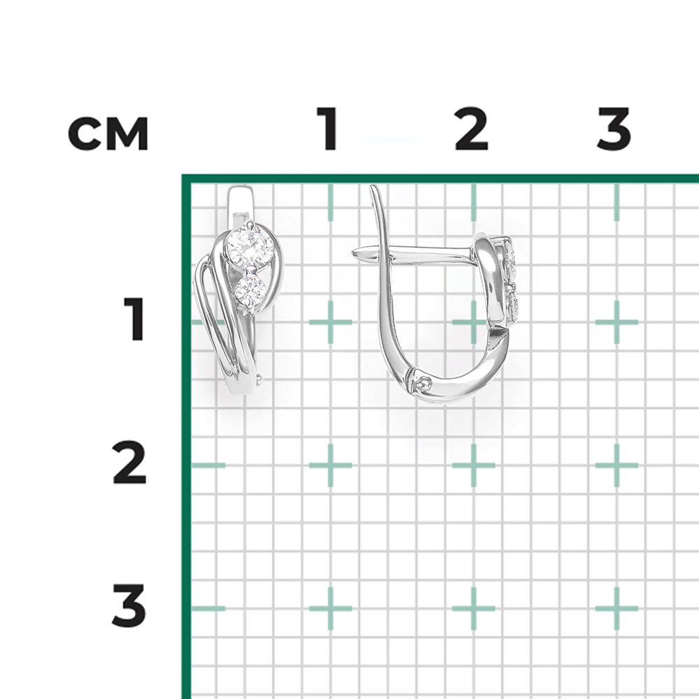 Серьги с английским замком из белого золота с бриллиантами 02-0448-00-101-1120-30
