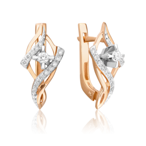 Серьги с английским замком из комбинированного золота с бриллиантами 02-0449-00-101-1111-30