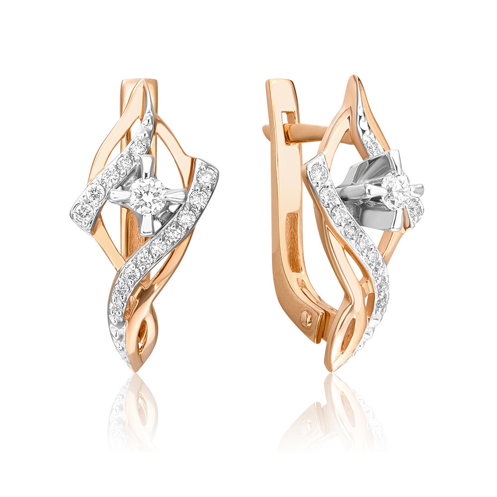 Серьги с английским замком из комбинированного золота с бриллиантами 02-0449-00-101-1111-30