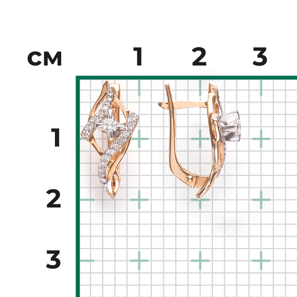 Серьги с английским замком из комбинированного золота с бриллиантами 02-0449-00-101-1111-30