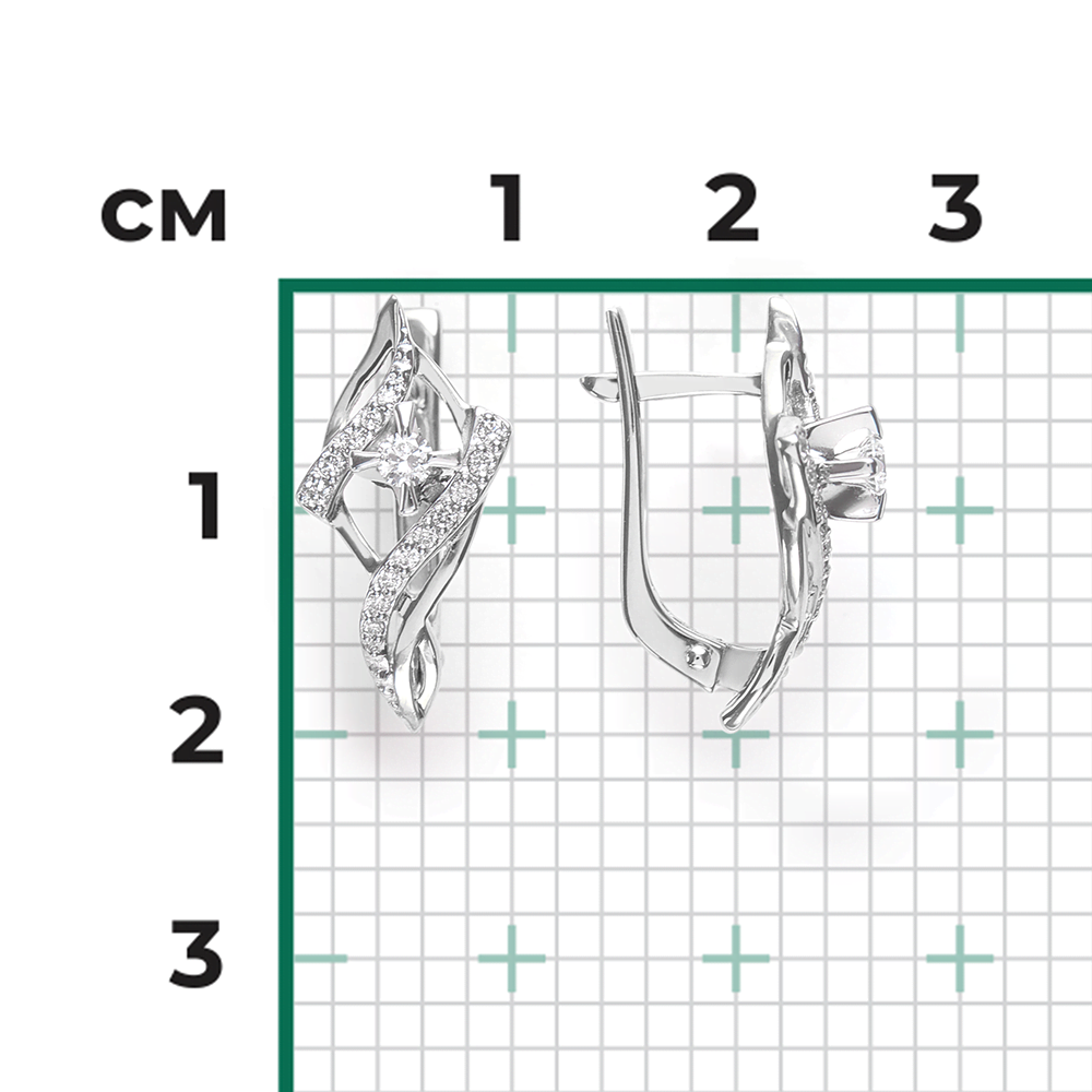 Серьги с английским замком из белого золота с бриллиантами 02-0450-00-101-1120-30