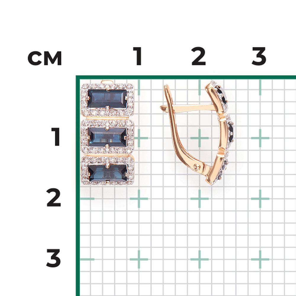 Серьги с английским замком из красного золота с сапфирами и бриллиантами 02-0451-00-105-1110-30