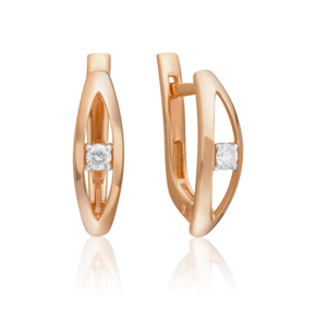 Серьги с английским замком из красного золота с бриллиантом 02-0453-00-101-1110-30