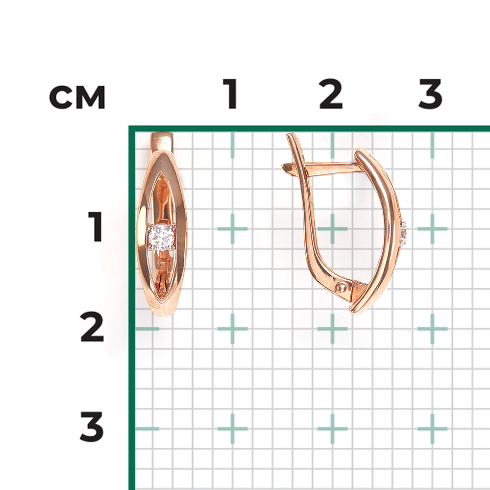 Серьги с английским замком из красного золота с бриллиантом 02-0453-00-101-1110-30