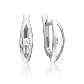 Серьги с английским замком из белого золота с бриллиантом 02-0454-00-101-1120-30