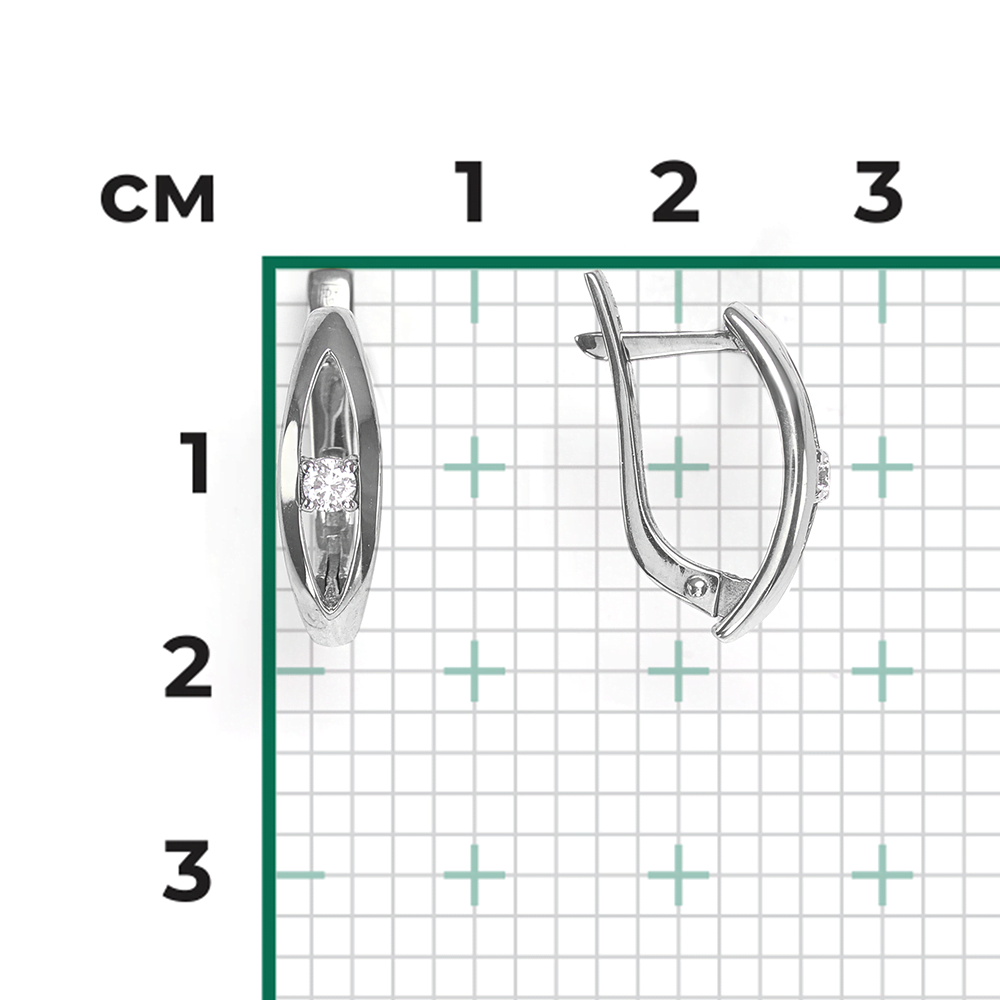 Серьги с английским замком из белого золота с бриллиантом 02-0454-00-101-1120-30