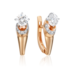 Серьги с английским замком из комбинированного золота с бриллиантами 02-0457-00-101-1111-30