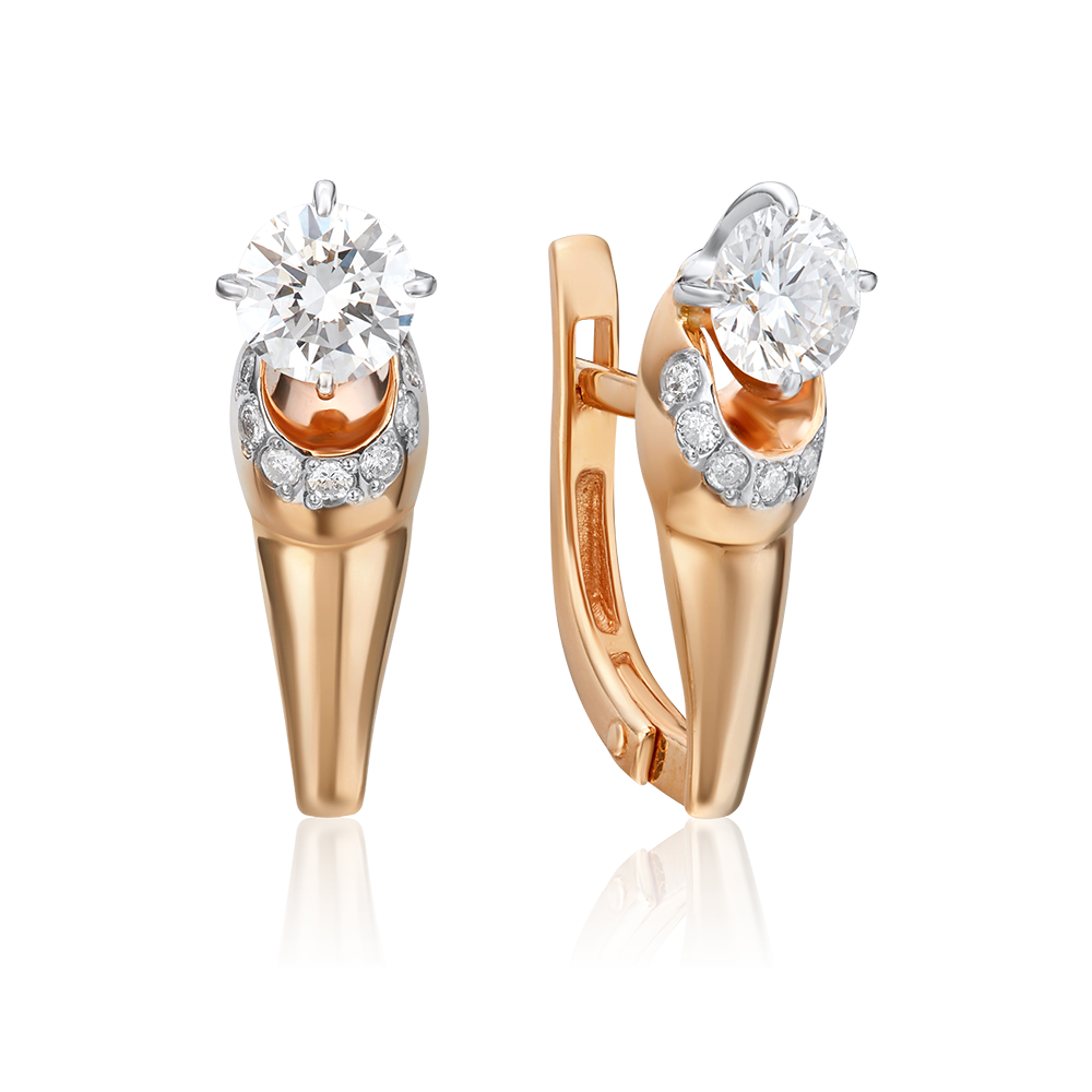 Серьги с английским замком из комбинированного золота с бриллиантами 02-0457-00-101-1111-30