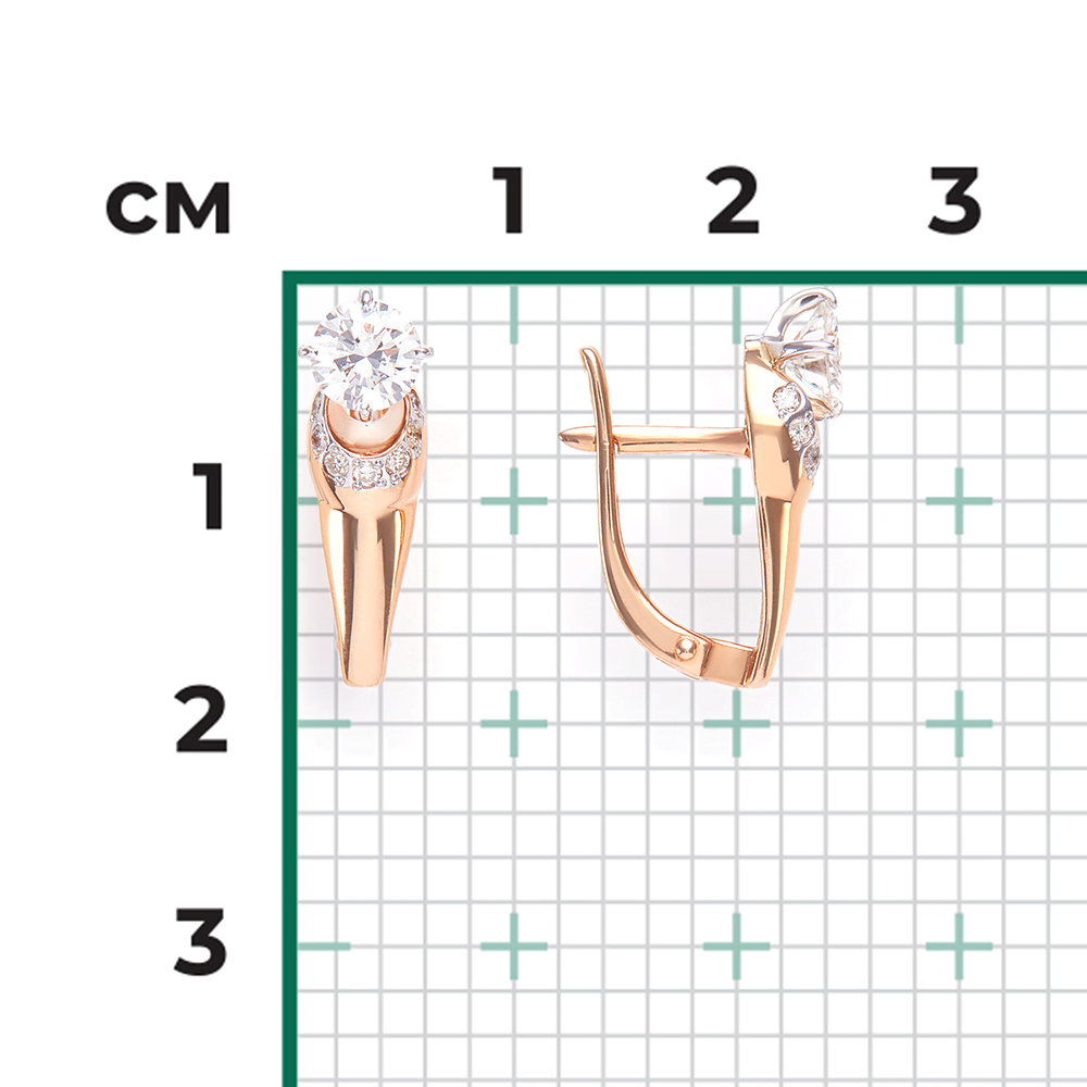 Серьги с английским замком из комбинированного золота с бриллиантами 02-0457-00-101-1111-30