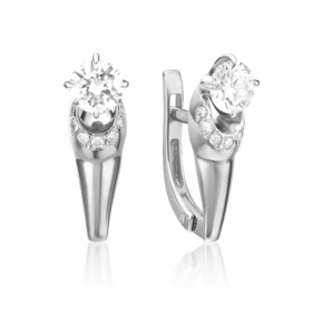 Серьги с английским замком из белого золота с бриллиантами 02-0458-00-101-1120-30