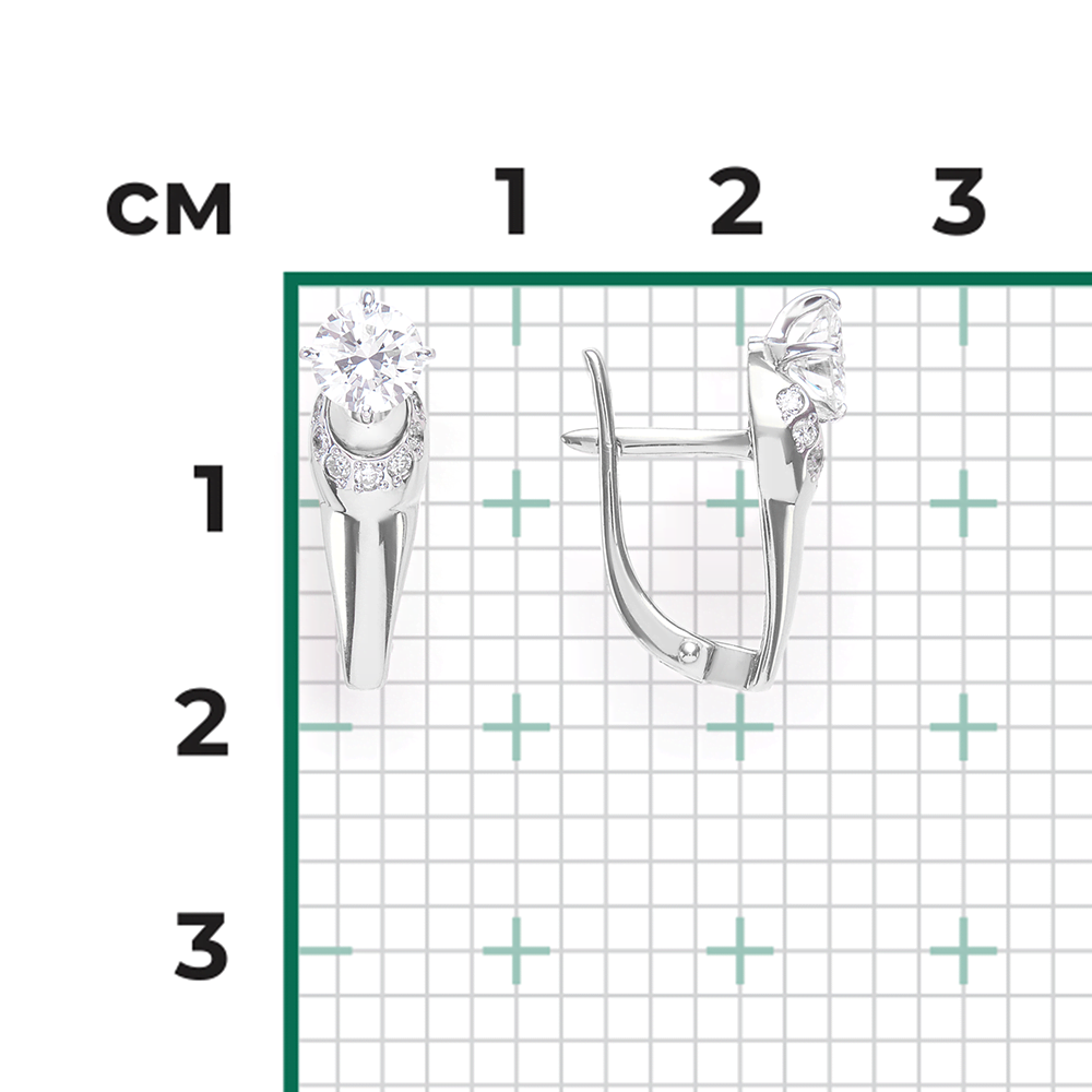 Серьги с английским замком из белого золота с бриллиантами 02-0458-00-101-1120-30