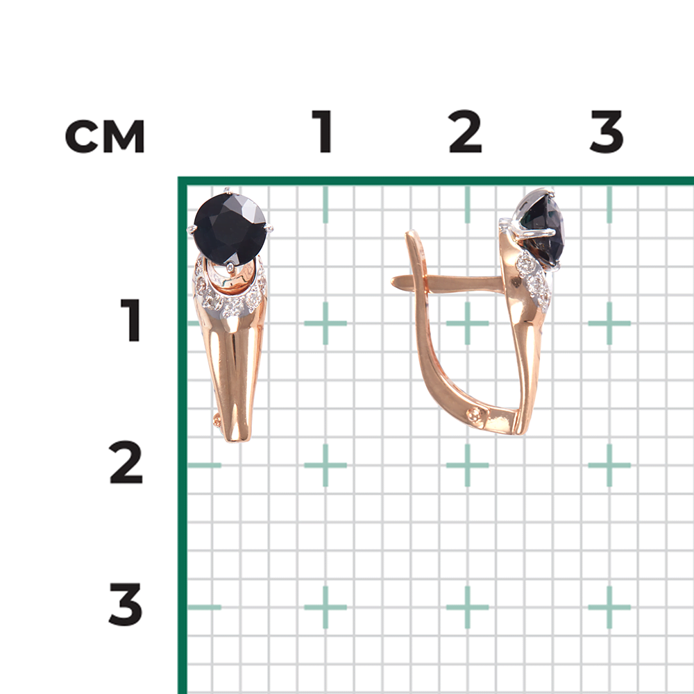 Серьги с английским замком из красного золота с сапфиром и бриллиантами 02-0457-00-105-1110-30
