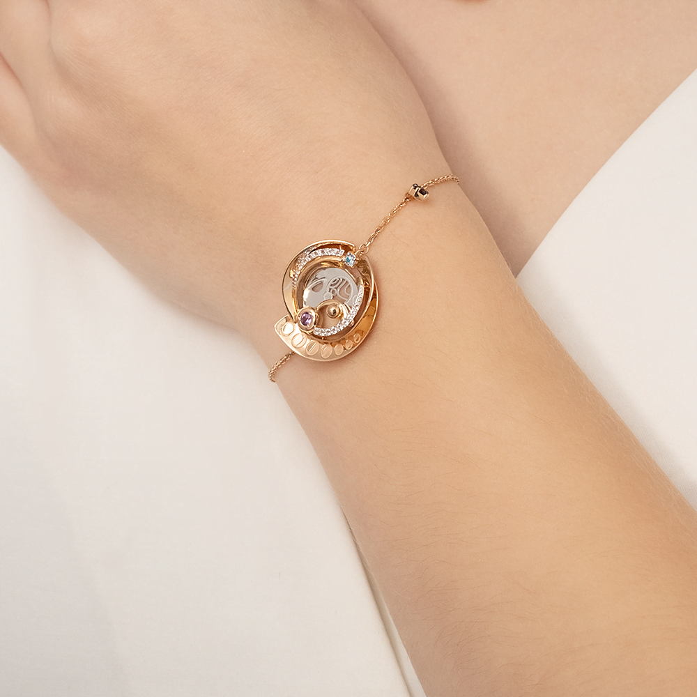 Браслет «Парад планет» из комбинированного золота с миксом камней 05-0675-00-712-1111-76