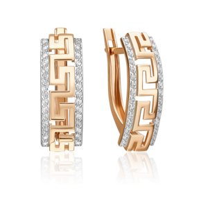 Серьги с английским замком из красного золота с фианитами 02-5568-00-401-1110