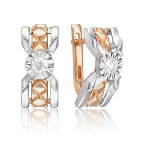Серьги с английским замком из комбинированного золота с бриллиантом 02-5274-00-101-1111