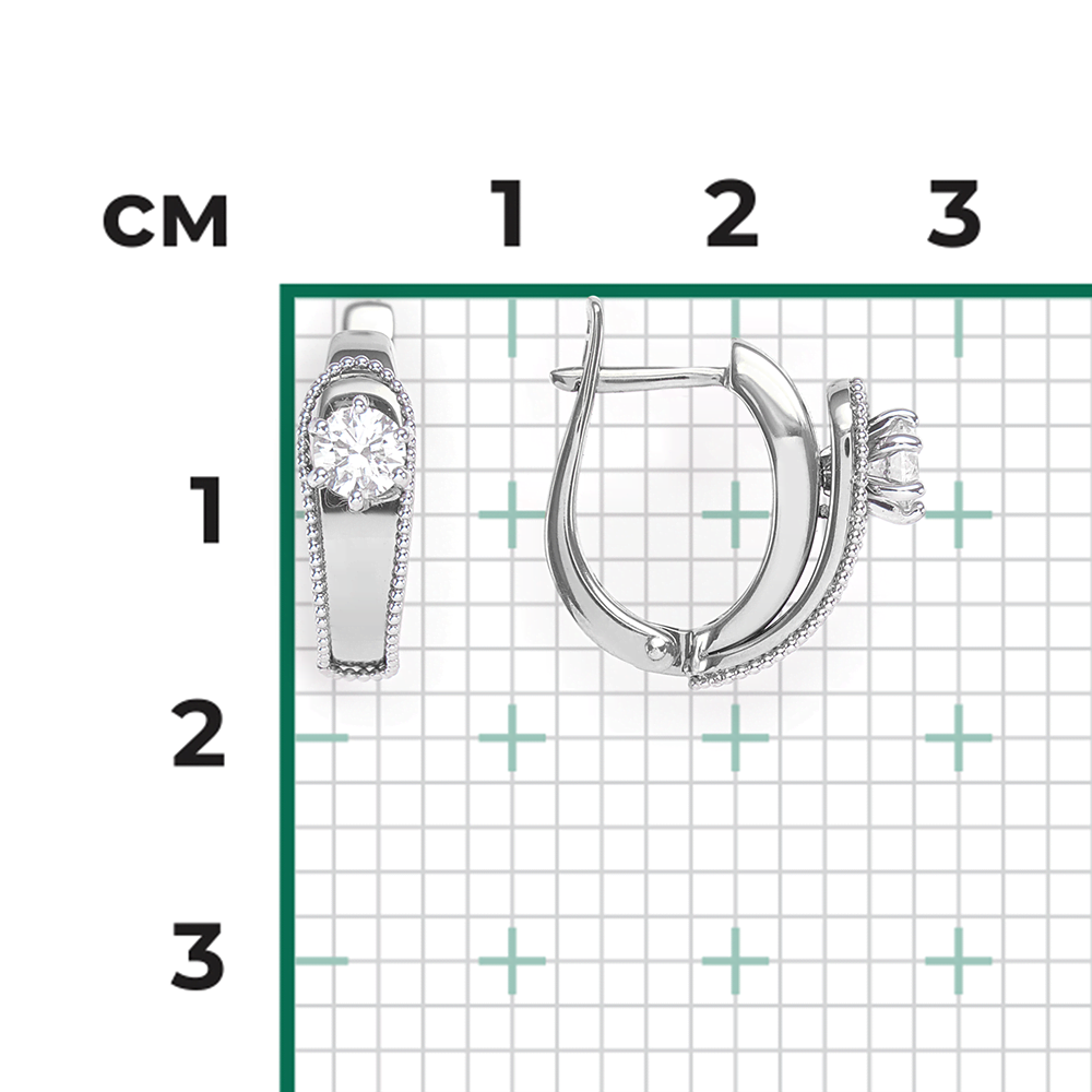 Серьги с английским замком из белого золота с бриллиантом 02-4231-00-101-1120-30