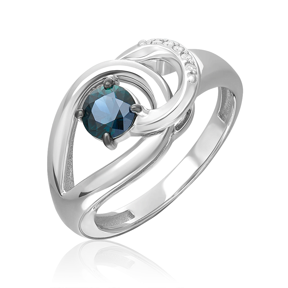 Кольцо из белого золота с сапфиром и бриллиантами 01-5722-00-105-1120