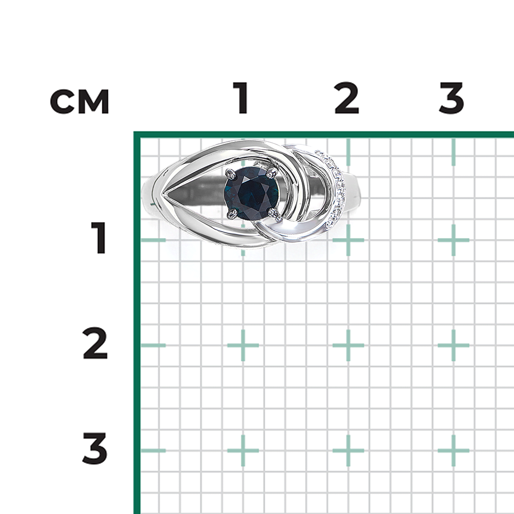 Кольцо из белого золота с сапфиром и бриллиантами 01-5722-00-105-1120