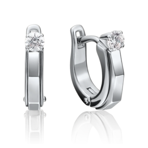 Серьги с английским замком из белого золота с бриллиантом 02-4124-00-101-1120-30