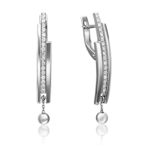 Серьги с английским замком из белого золота с фианитами 02-4354-00-401-1120-24