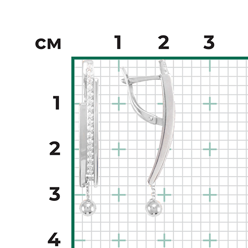 Серьги с английским замком из белого золота с фианитами 02-4354-00-401-1120-24