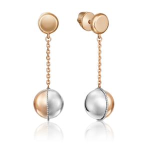 Серьги-пусеты из комбинированного золота 02-4455-00-000-1111-48