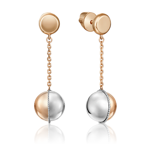 Серьги-пусеты из комбинированного золота 02-4455-00-000-1111-48